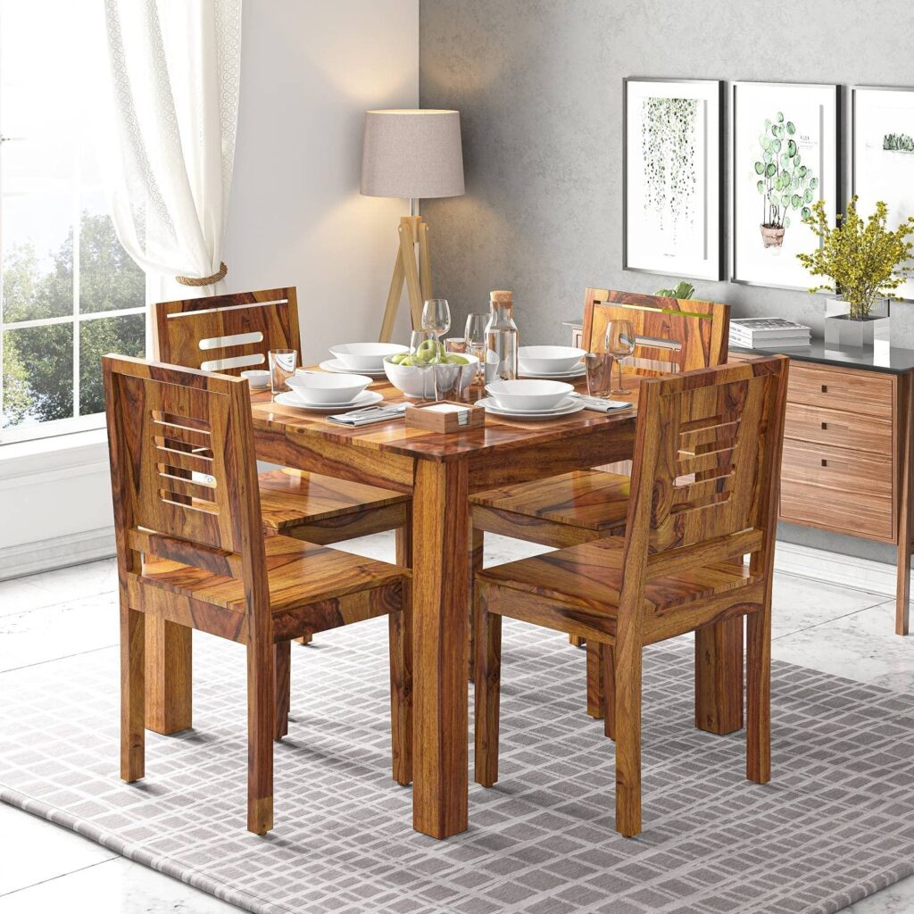 4-Seater Solid Wood Dining Table Set