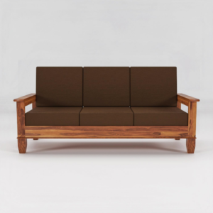 Wooden 3-Seater Sofa with Cushions